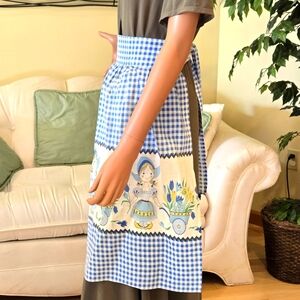 Vintage, Handmade, Blue Gingham, Dutch Girl Apron